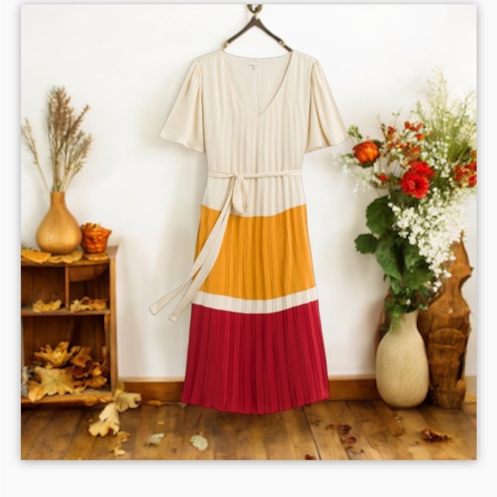Skies are Blue Mustard and Maroon Color block Maxi Dress--EUC Sz 1X- FALL 🍂😍​ - Picture 2 of 14